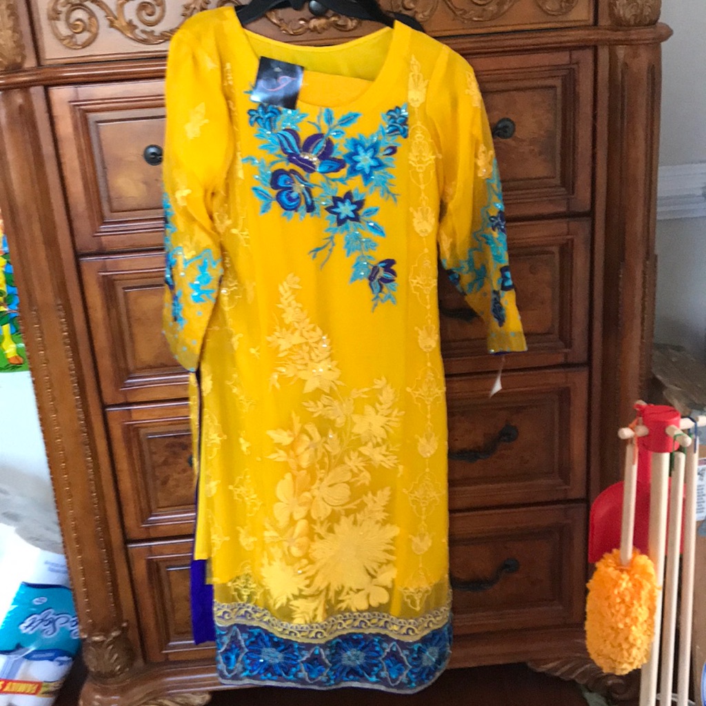 3 Piece Pajama Kameez Yellow